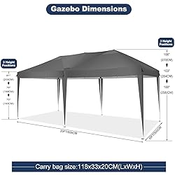 TOOLUCK 10x20 Pop Up Canopy Tent Waterproof Outdoor