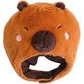 LOGOFUN Plush Capybara Headgear Stuffed Capybara Headwear Furry Animal Hat Adorable Animal Headwear for Cosplay Party Costume Accessories