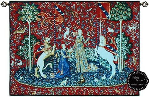 [Free Shipping] Beautiful Taste-medieval Lady &amp; Unicorn Lion Horse Size 23"x32" Jacquard Woven Tapestry Wall Hanging (Yw100)