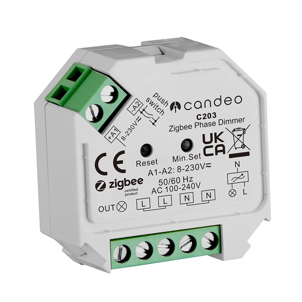 CANDEO Zigbee C203 Smart Dimmer Switch Module -LED & Halogen | Compatible with Alexa, Google Home, Philips Hue + Home Assistant, zigbee2mqtt | Up to 400W