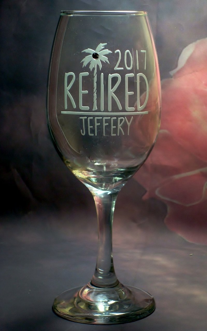 Custom Retired Wine Glass Retirement Gift