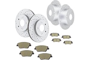 Acinoparts Front and Rear Drilled & Slotted Brake Rotors and Ceramic Brake Pads Brake Kit Replacement for Hyundai Sonata Kia Optima 2011 2012 2013 2014 2015