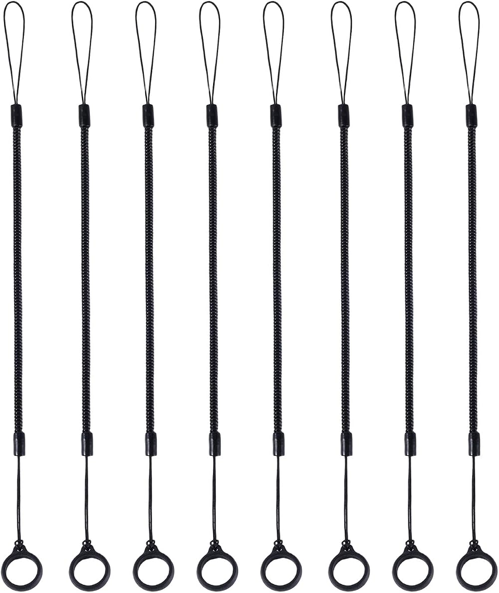 PEUTIER 8pcs Elastic Coil Lanyard Tether Retractable Spring Strap with