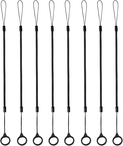 PEUTIER 8pcs Elastic Coil Lanyard Tether Retractable Spring Strap with