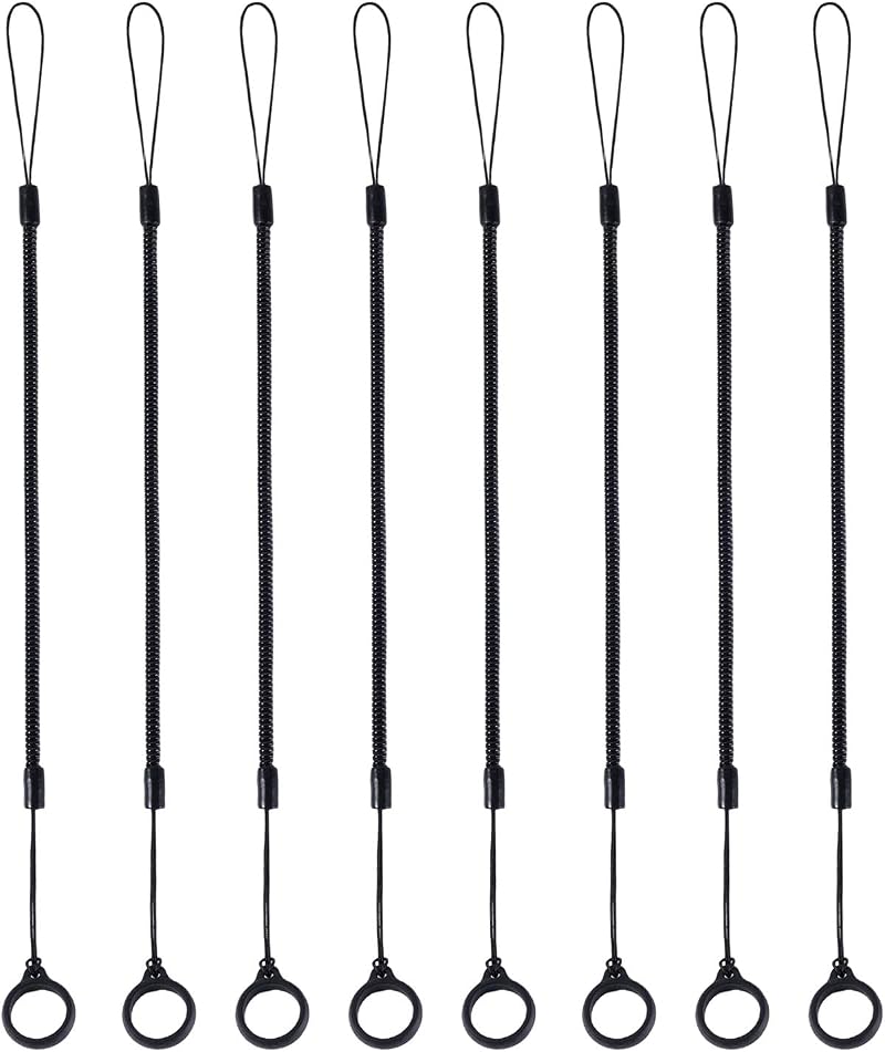 PEUTIER 8pcs Elastic Coil Lanyard Tether Retractable Spring Strap with