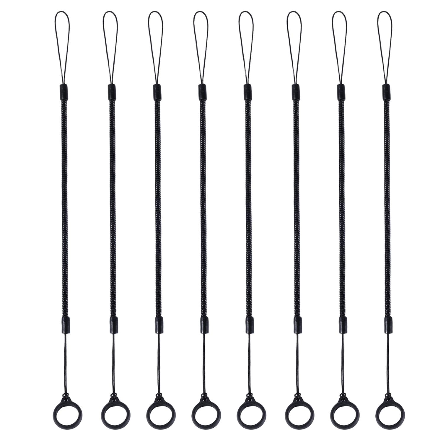 8pcs Elastic Lanyard Tether, Retractable Spring Coil Strap with Anti-Lose Rings Pen Coil Lanyard Cord Clipboard Pen Leash for Tethering Drawing Stylus to Touchscreen