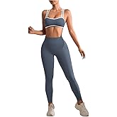SHENHE Women's Seamless Workout Set Cross Back Sports Bra High Waist Leggings 2 Piece Tracksuit