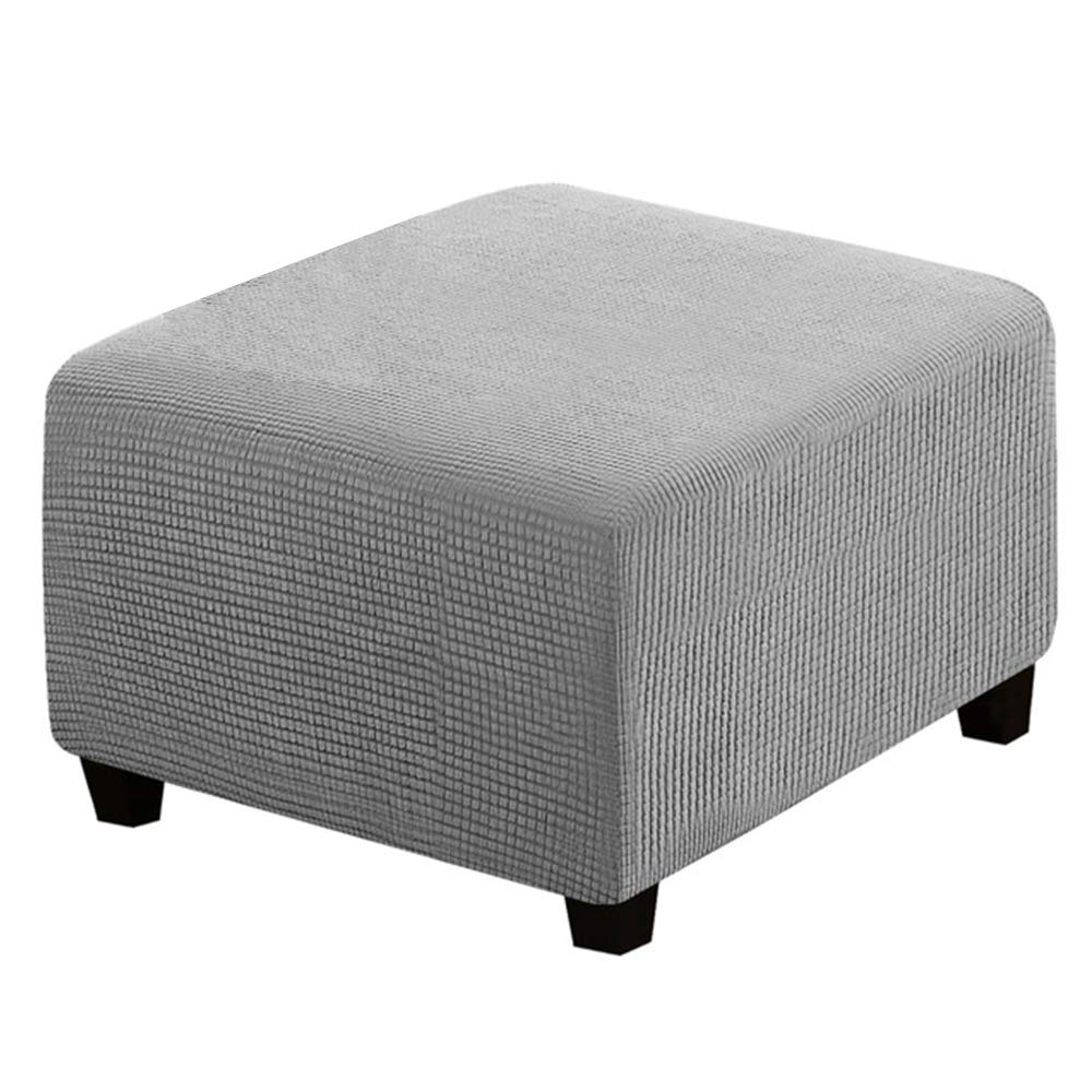 C/N 9XOD Square Light Gray Footstool Cover, Acrylic