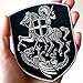 VEGASBEE® St. George Saint Patch Mounted Slaying Dragon Saint George Cross Shield Christian Embroidered Iron-On Patch Emblem Silver Metallic Medium Size 4.5