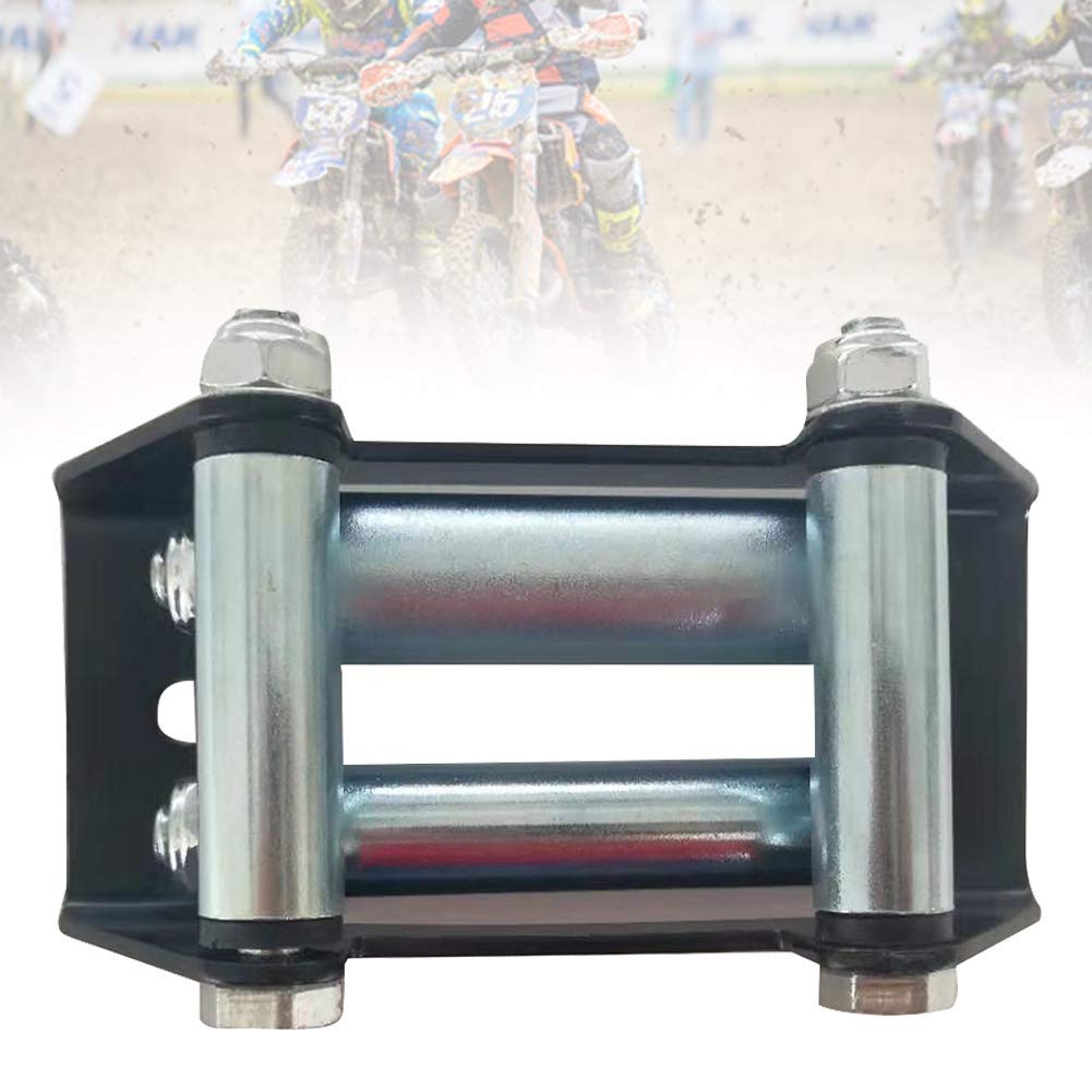 Kisbeibi Roll Winch Cable Guide Heavy Duty Winch Cable Roller Fairlead Durable Manual Replacement Winch Side by Side Mountain Bike Winch Roller Guide Universal (Steel Plate)