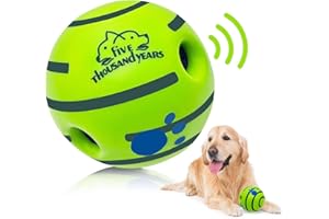 FIVE THOUSAND YEARS Large Wobble Dog Toys Ball,Shake Make Fun Giggle Sound, Squeaky Dog Toys Ball, Chewing Ball for Training Teeth Cleaning Herding Balls Indoor Outdoor Safe Dog Gifts for Medium Large Dogs