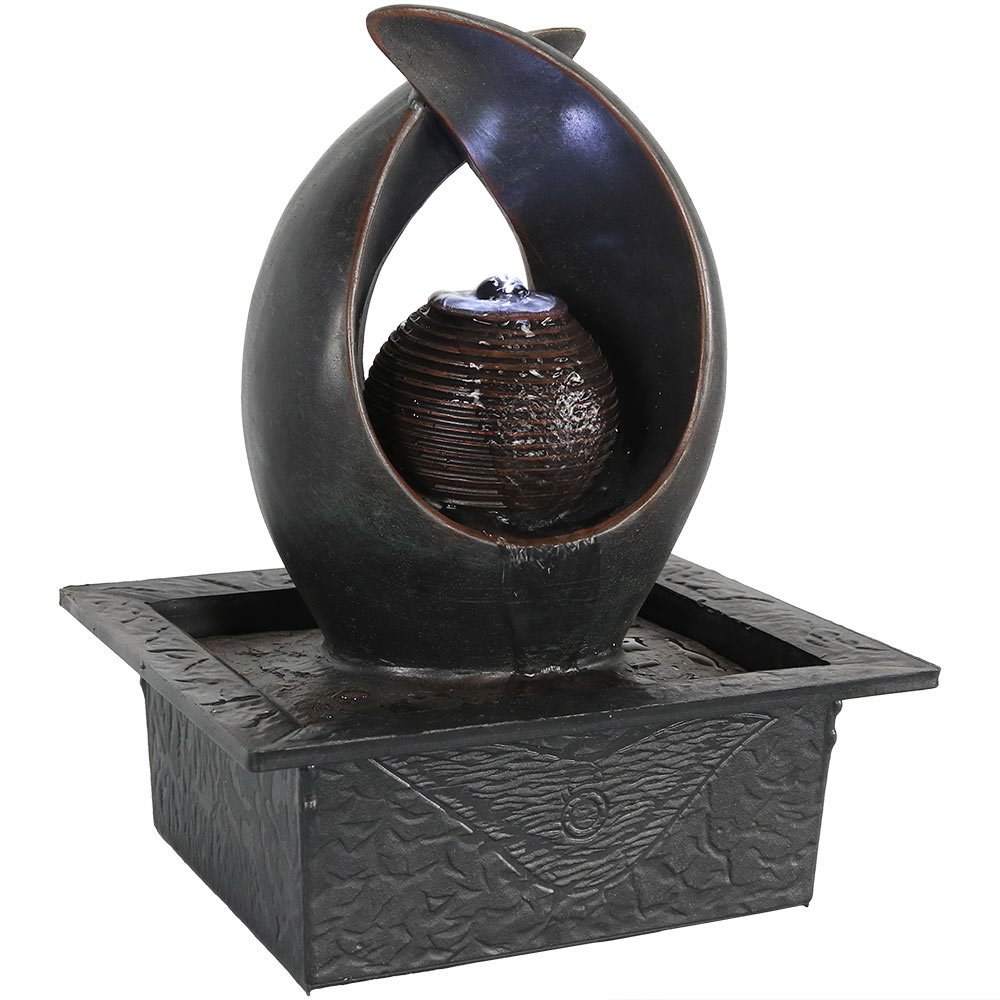 Sunnydaze Unity Contemporary Tabletop Water Fountain with LED Light, Small Indoor Relaxation Feature, 11 Inch