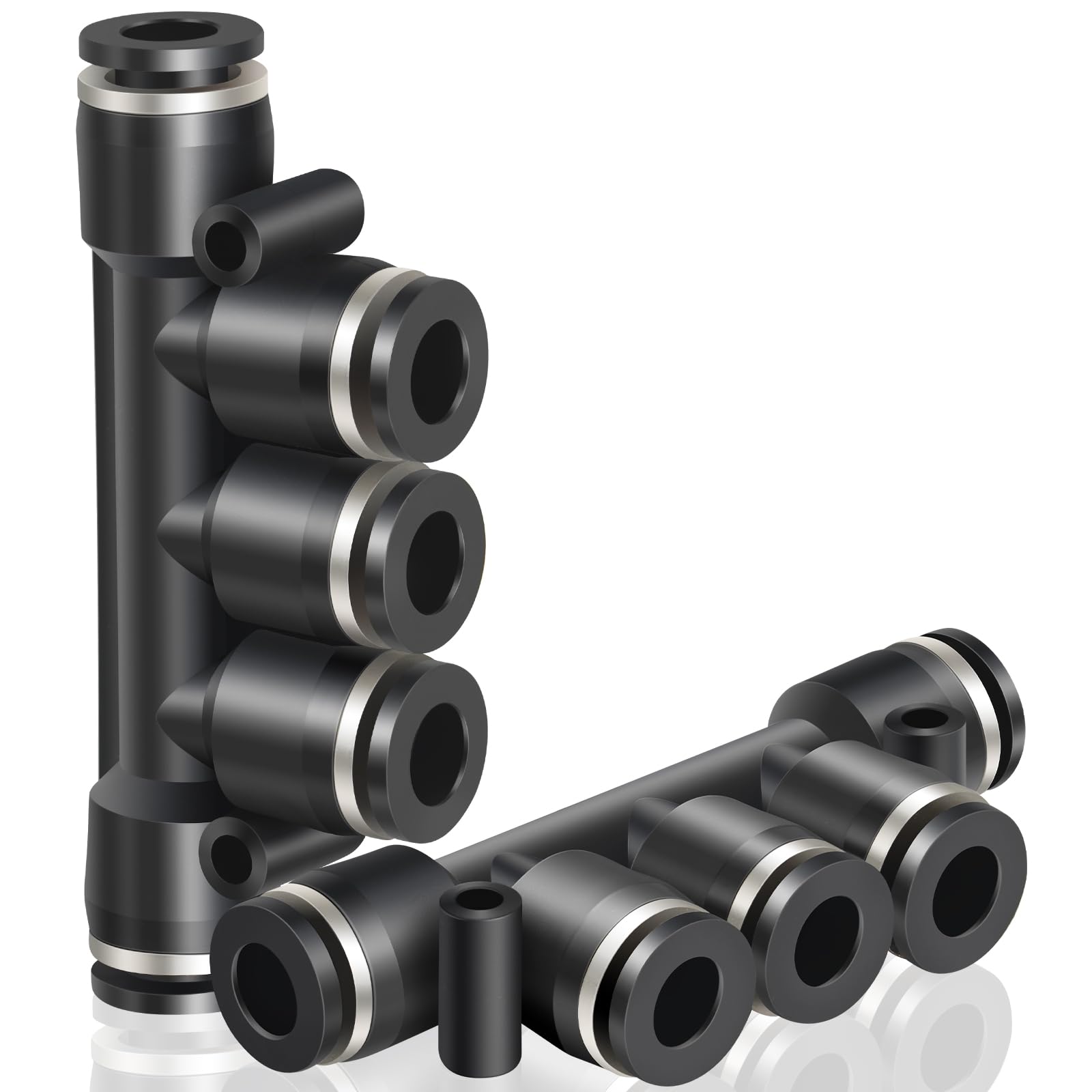 TAILONZ PNEUMATIC 4MM OD 5 Pcs Straight Push Connectors Plastic Quick Release Connectors Air Line Fittings PK-4 (5 Way)
