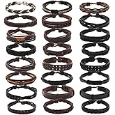 PINKPIN Adjustable Braided Leather Bracelets for Men Women Wrap Cuff Bracelet Cords Ethnic Tribal Handmade Wrap Wristband Bracelets Set