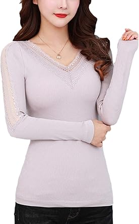 camiseta interior mujer encaje manga larga