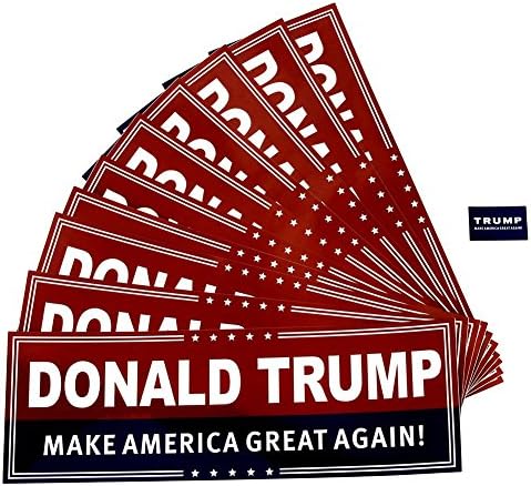 10 Packs Donald Trump Make America Great Again Bumper Sticker for Presidential Election 2016 (3x9") &amp; 10 Packs Lapel Pin Decal (Star White)