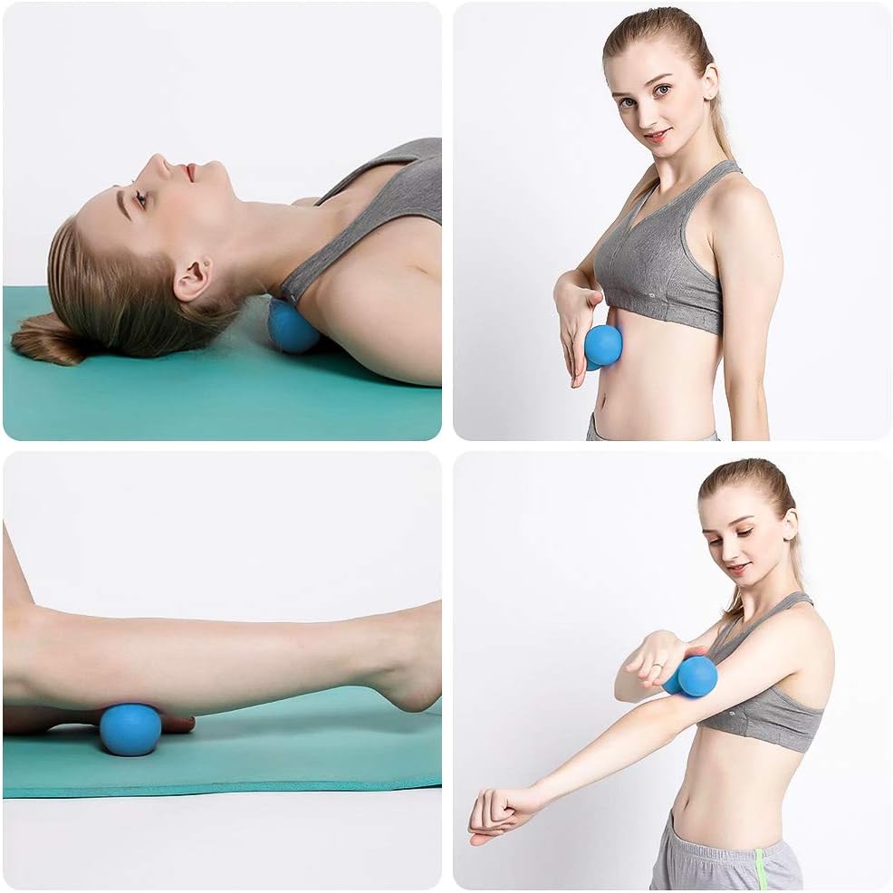 WOVTE Massage Lacrosse Ball for Sore Muscles, Shoulders, Neck, Back, Foot, Body, Deep Tissue, Trigger Point, Muscle Knots, Yoga and Myofascial Release (Blue): Health & Personal Care