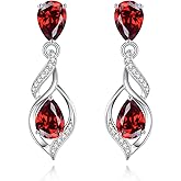 FANCIME Gift for Women Birthstone Earrings for Her Teardrop Birthstone Earrings S925 Sterling Silver infinity Love Birthday Gifts for Mom Women