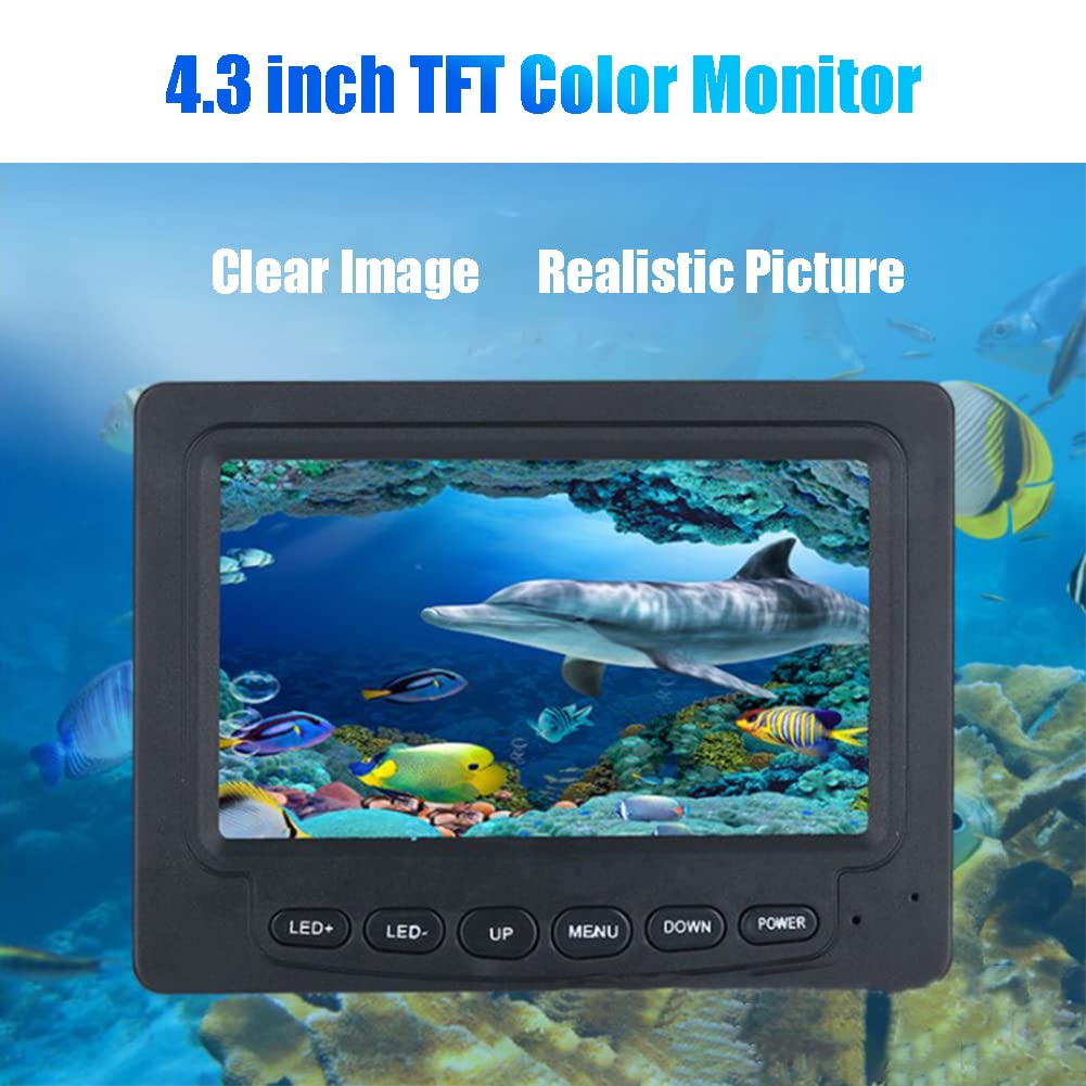 Hilitand Fish Finder Kit, Underwater Fishing Camera with 4.3'' Display, Portable Video Fish Finder, Led Brightness Adjustment, Aluminum Alloy 165° View Fish Model Camera, for Lake Fishing
