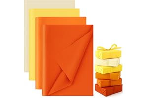 Koogel 112 Sheets Orange Tissue Paper, 20x14 Inch Yellow Tissue Paper for Gift Bags, Christmas Fall Autumn DIY Crafts Gift Wrapping Decor