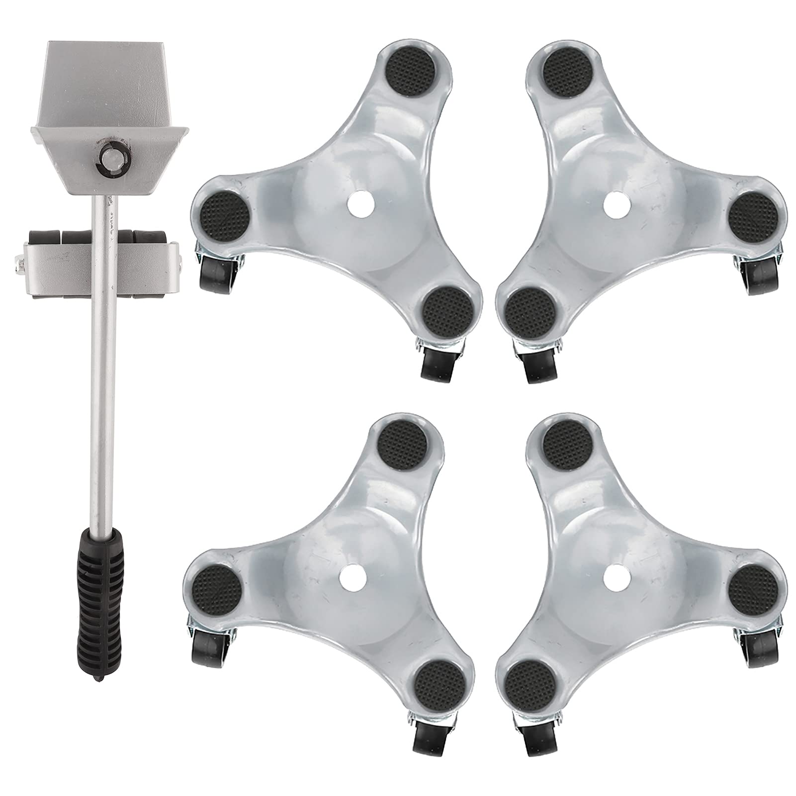 Furniture Dolly Heavy Duty, 3 Wheels Grand Piano Dollies Furniture Transport Set, 400KG Capacity Silver Lifter Moving Plate Dollies for Moving Heavy Furniture