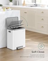 SONGMICS Kitchen Bin 2 x 4 Gal Double Bin Steel Soft-Close Lid Cloud White view 3