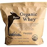 Raw Organic Whey Protein Powder, Grass Fed, Happy Healthy Cows, Undenatured, Hormone Free, Non-GMO, Gluten Free, Unflavored, Unsweetened Protein, 5LB