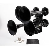 Viking Horns | Four Trumpet Air Horn (Black) | Low Pitch | Loud (152dB) - [V310B]