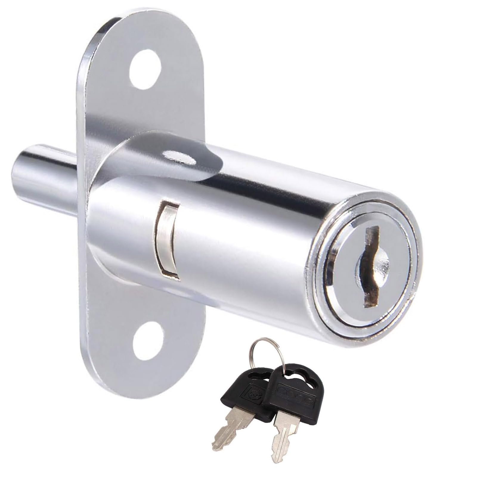 Recogwood 40mm Cylinder Length Push Plunger Lock, 19mm Cylinder Diameter Zinc Alloy Cylinder Cabinet Lock with Keys for Drawer Desk Wardrobe Cabinet, Keyed Alike