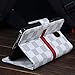RAYTOP Luxury Brand Designer White Checks Leather Cases Wallet for Samsung Galaxy Note 3 Stand Cover Kickstand Card Holder Magnetic Clasp Hand Strap Men Women Girls High Quality
