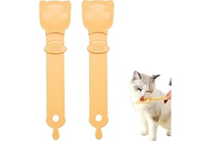PETIT MANON 2PCS Cat Strip Feeder, Cat Strip Squeeze Spoon, Cat Claw Shaped Cat Food Can Spoon, Multifunctional Lickable Wet Cat Treat Dispenser for Cat Liquid Snack Cat Feeding Food Storage(Orange)