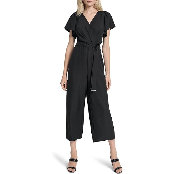 BCBGMAXAZRIA Mono Sin Mangas Con Cuello En V Y Pierna Ancha Para Mujer