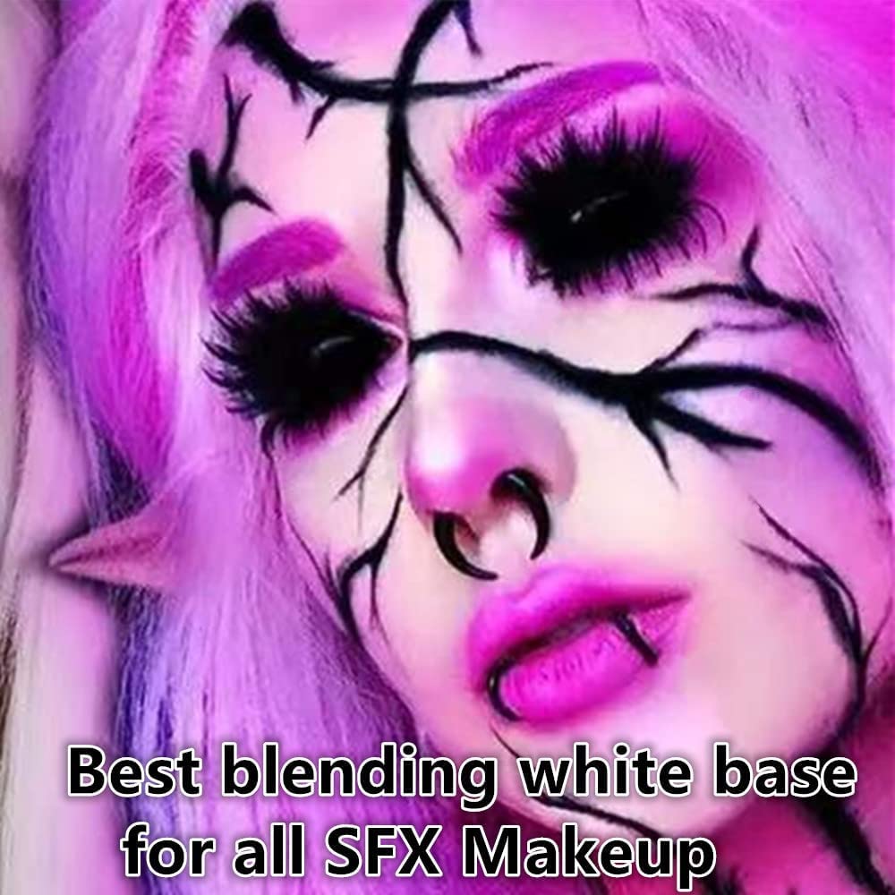 Go Ho Cream-Blendable Clown White Face Paint Stick,Full-coverage Waterproof Face Body Paint for Halloween Cosplay Jokester Zombie Vampire Skeleton Clown SFX Makeup,White Eye Black Stick