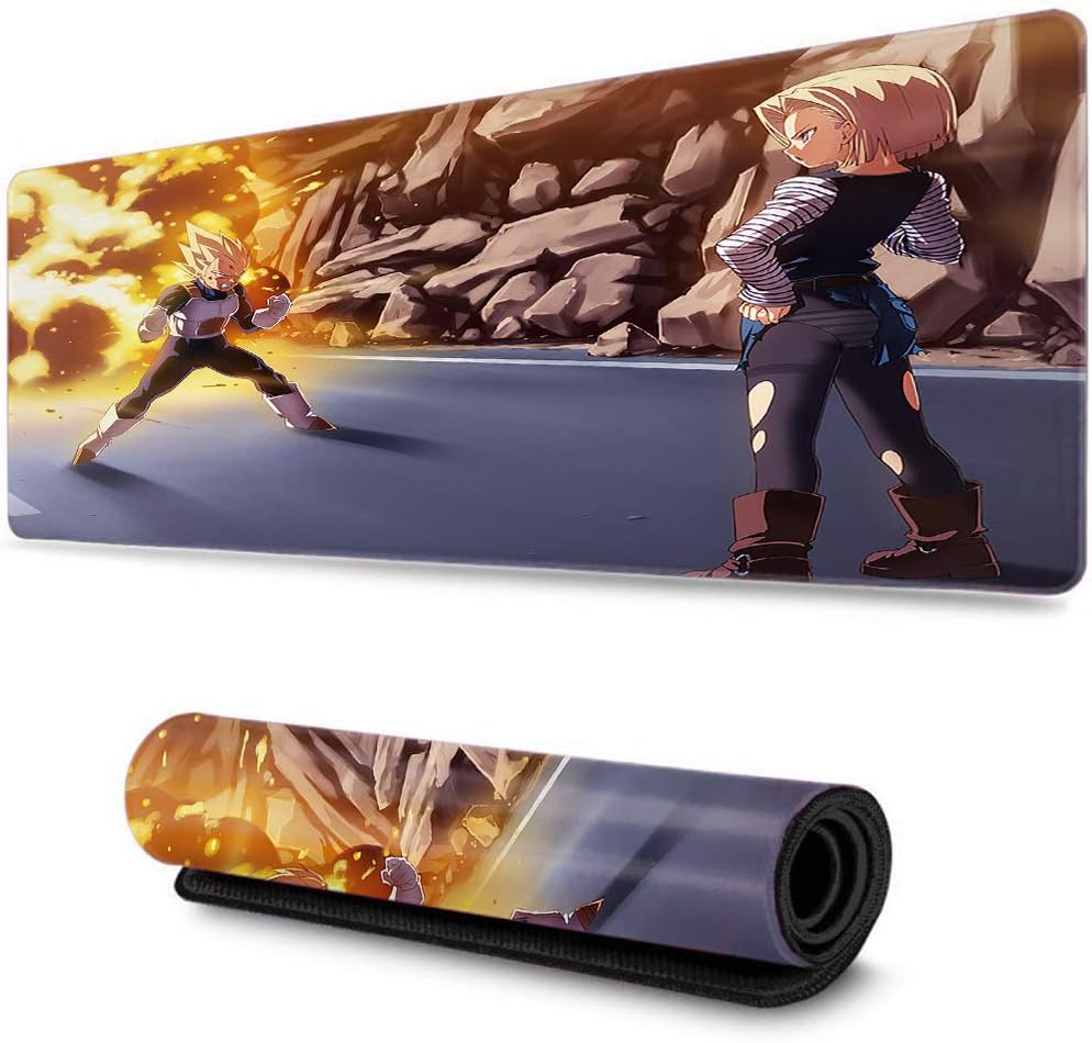 Extended Size Professional Gaming Mouse Pad Mousepad Stitched Edges for PC Computer Laptop forBall Dragon z Kakarot Super Z Son Goku Mousepad(15.8x35.5x0.2 in)