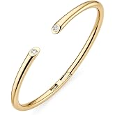 Pearich Gold Bangle Bracelets For Women, 14k Gold Filled, Oval Shape Bangle | Chunky Hinged Bangle Bracelet, Bangle Bracelets Non Tarnish, Jewelry For Women Mothers Valentines Christmas 6.5 Inch