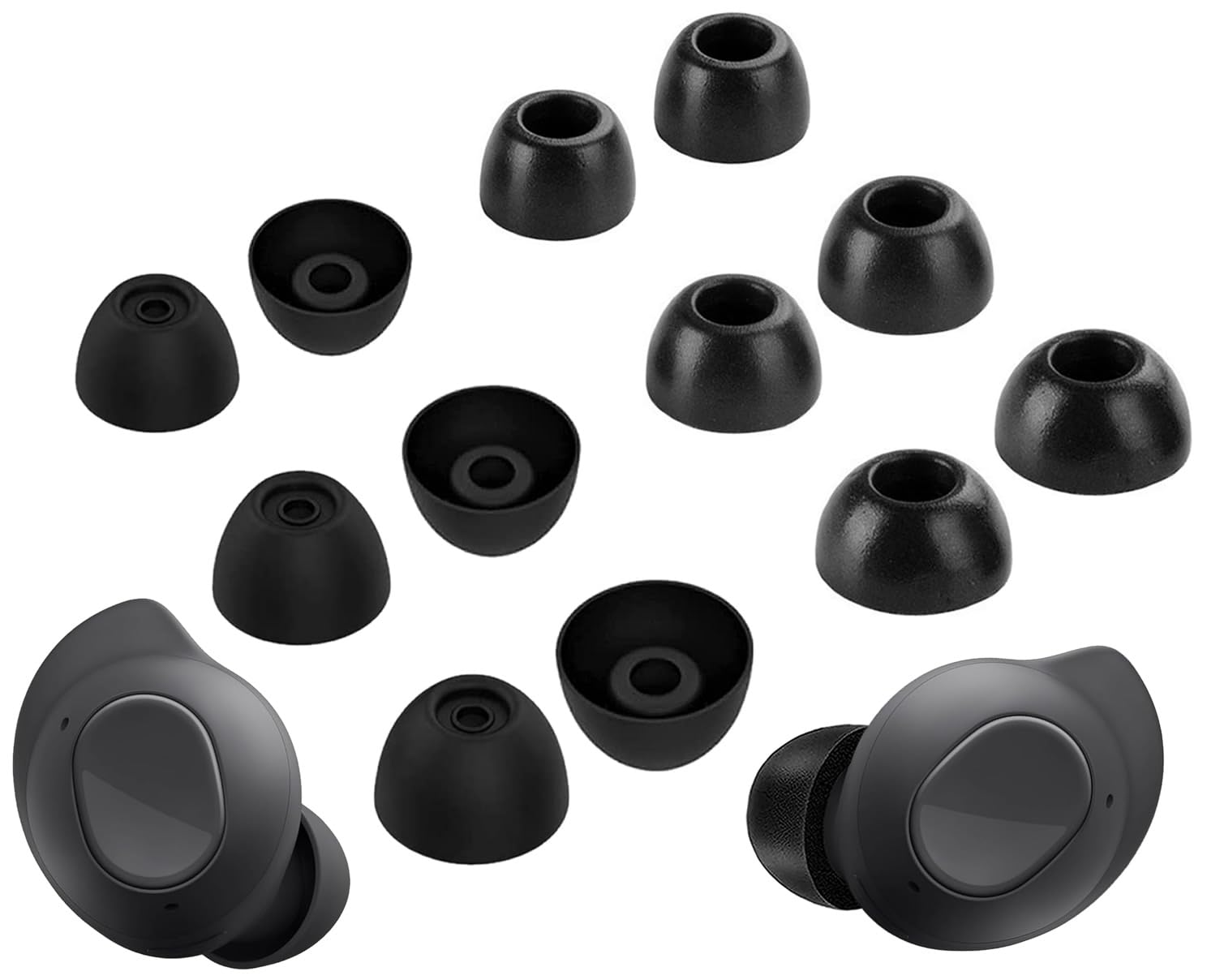 Photo 1 of A-Focus [6 Pairs] Galaxy Buds FE ? Memory Foam & Silicone ? Ear Tips, Soft Replacement Comfortable Earbuds Eartips Gel Compatible with Samsung Galaxy Buds FE 2023 Release GBFE214532 Black