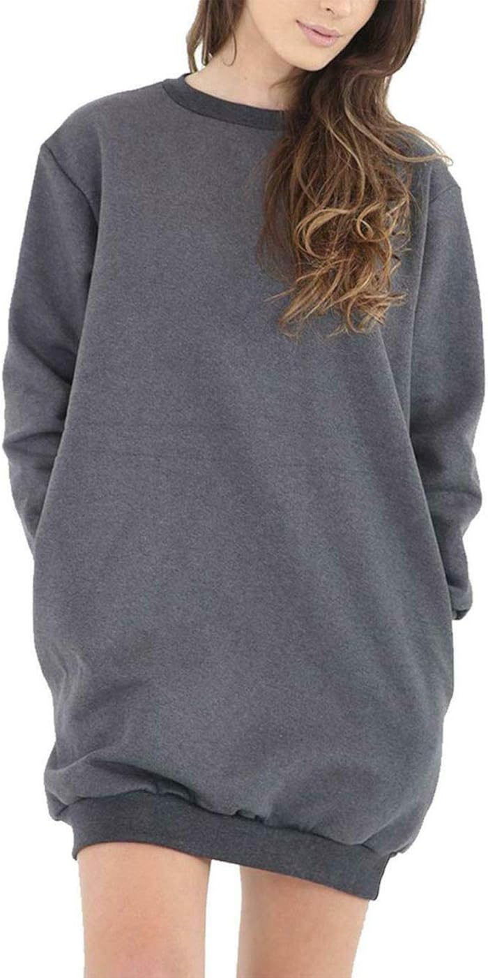 Long Sleeve Bodycon Tunic Dress Womens Baggy Loose Fit Sweatshirt