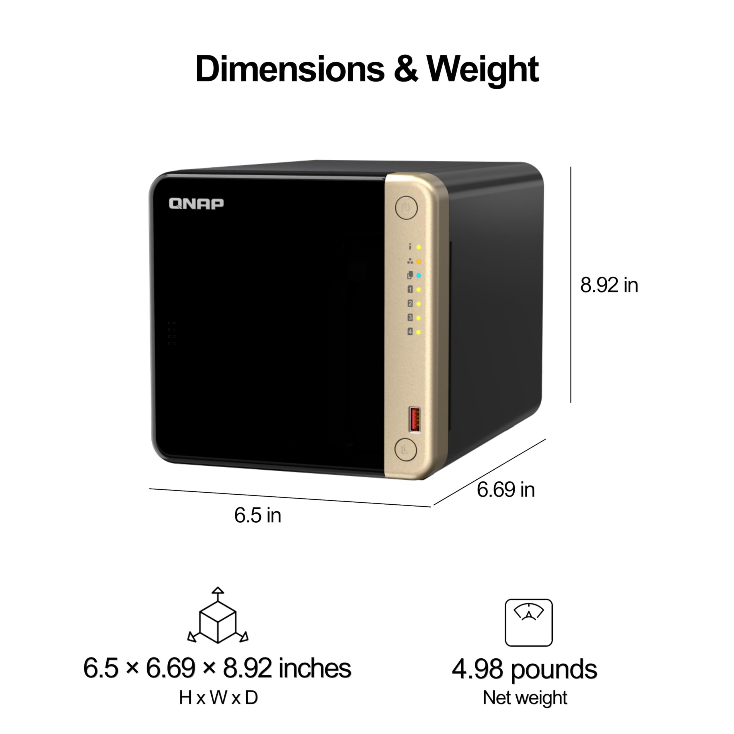 QNAP TS-464-8G-US 4 Bay High-Performance Desktop NAS with Intel Celeron Quad-core Processor, M.2 PCIe Slots and Dual 2.5GbE (2.5G/1G/100M) Network Connectivity (Diskless)