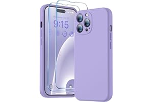 BossKiss Compatible with iPhone 14 Pro Max Case, Silicone Upgraded [Camera Protection] [2 Pcs 9H Screen Protector], Soft Anti-Scratch Microfiber Lining, 6.7 inch, Light Purple