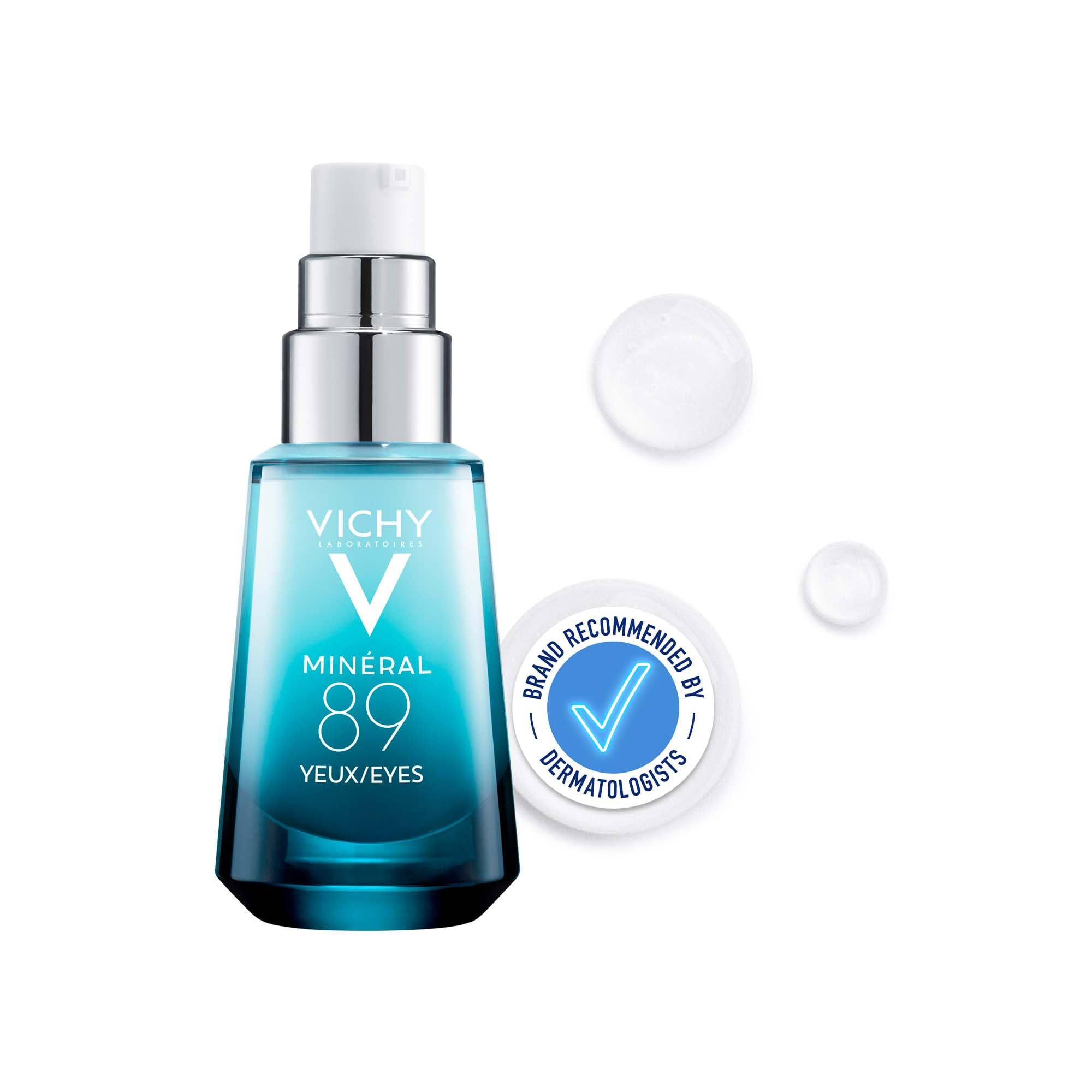 Vichy Minéral 89 Repairing Eye Fortifier Hydrating Serum With Hyaluronic Acid, Caffeine, Adenosine, Comforting Gel-Cream Texture, Ophthalmologically Tested, 15ml