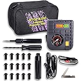 Stop & Go 6000 24 Piece Tubeless Puncture Pilot Tire Repair Kit & Air Compressor for Flats on Motorcycle, Scooter, ATV, UTV, Golf Cart, & Mower (15 Plugs)