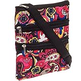 Womens Paisley Crossbody Swingpack Bag w/ Black Trim (Multicolored)
