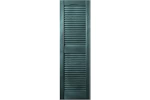 Plastic Development Group LSGRN1471 14 x 71 Inch Decorative Exterior Vinyl Plastic Faux Louvered Window Shutters with Installation Kit and Instructions, Green