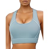 Sports Bras for Women High Support, Adjustable High Impact Sports Padded Seamless Scoop Neck Comfortable Bras(L) Sky Blue