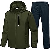 Men's Waterproof Golf Rain Suit Rain Gear Jacket and Pant Outdoor Lightweight Hooded Raincoat