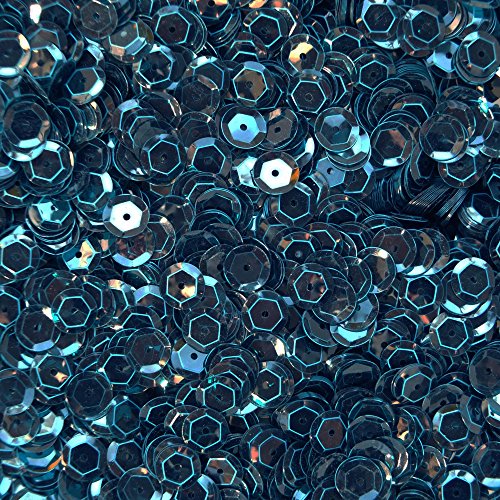 8mm Cup Sequins Bright Capri Blue See-Thru Transparent Loose Facet Paillettes Made in USA