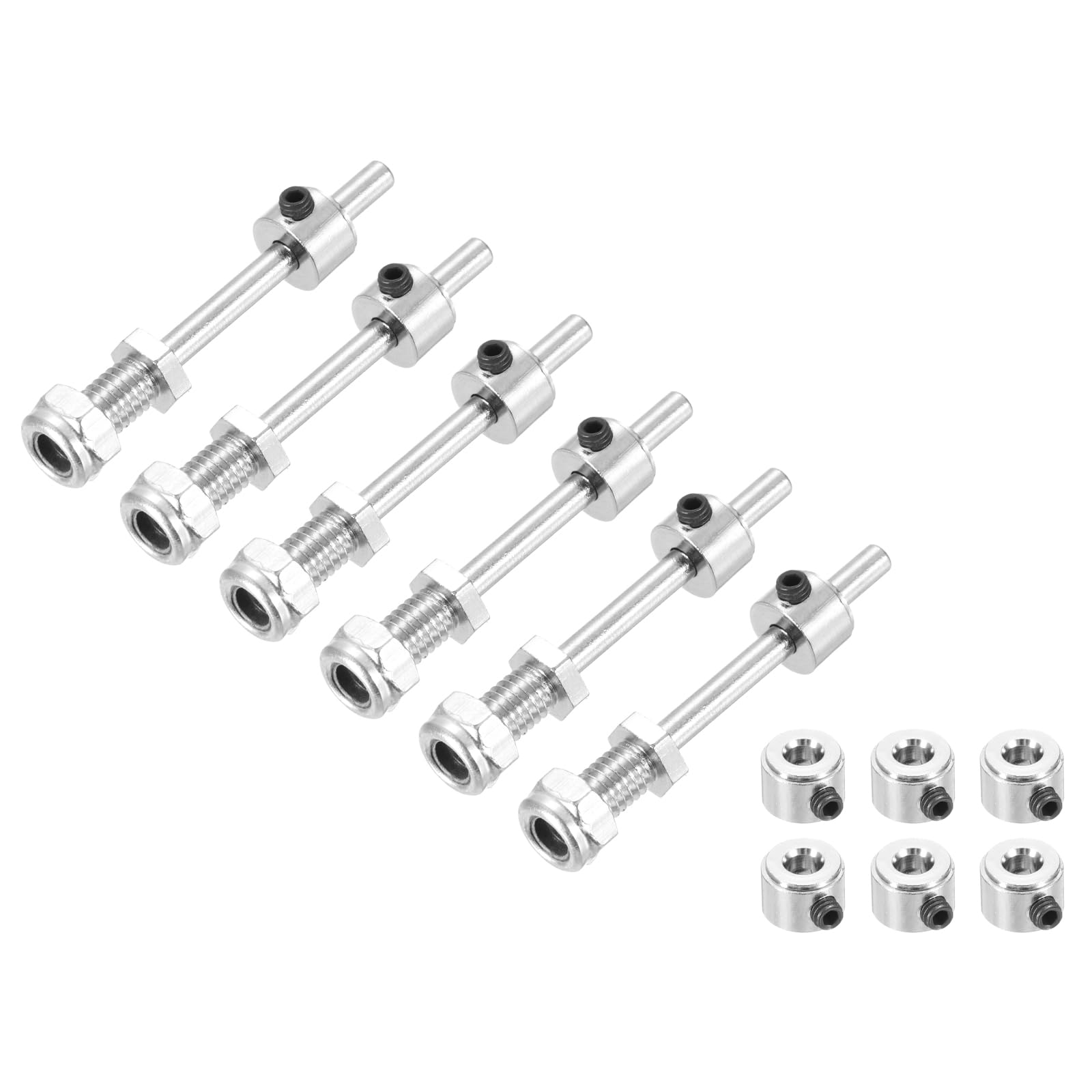 sourcing map 3/16 Inch Diameter x 1.54 Inch Length 6 Set Landing Gear Axle Shaft Drive Axle with Nuts Wheel Stop Collar for RC Airplane