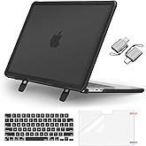 MOSISO Compatible with MacBook Air 15 inch Case 2026 2025 2024 2023 Release M4 A3241 M3 A3114 M2 A2941, Heavy Duty Hard Shell Case with Fold Kickstand&Keyboard Cover&Screen Film&Type C, Black