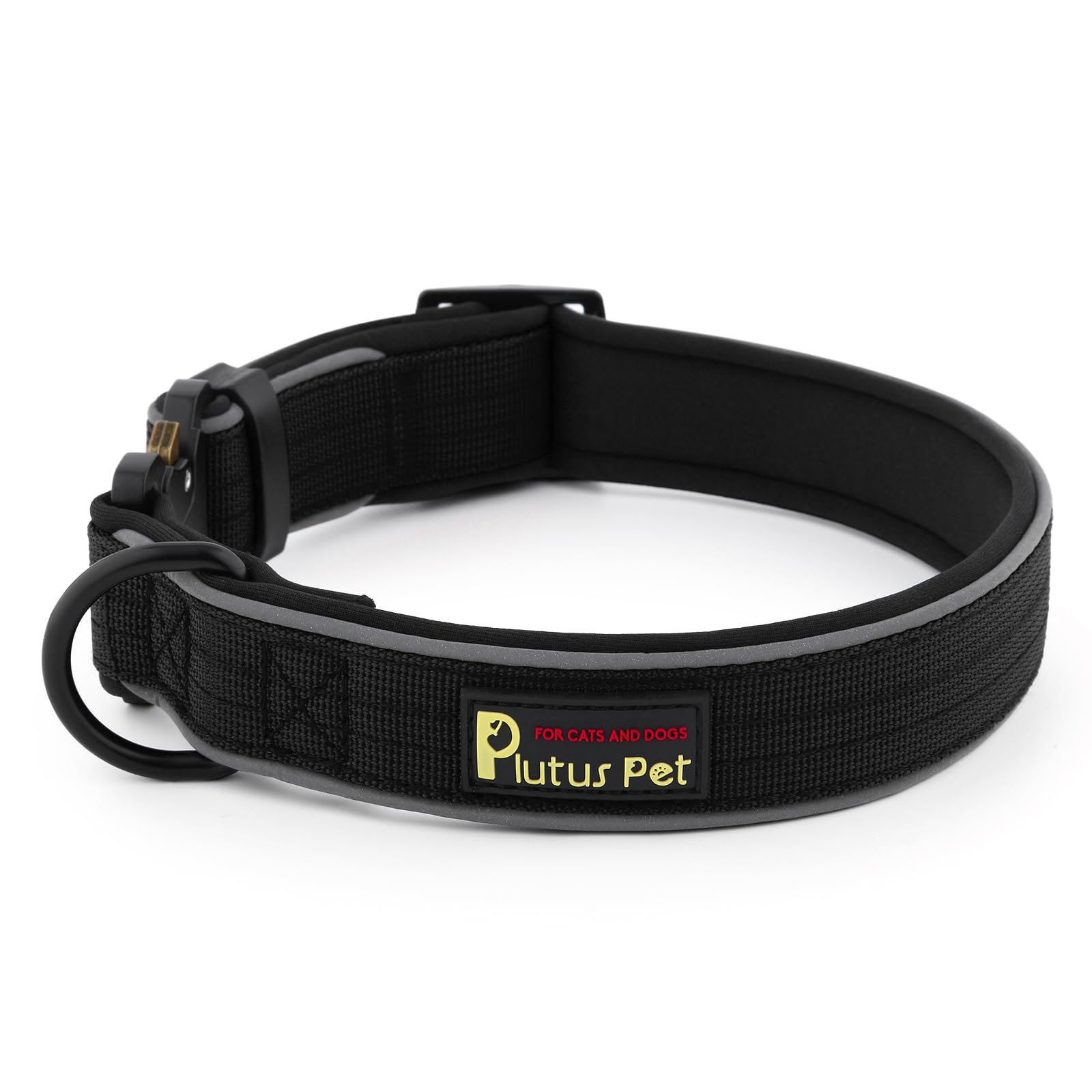 Plutus Pet Tactical Dog Collar, Reflective, Adjustable Heavy Duty Dog Collar, Soft Padded and Comfortable, for Small Medium and Large Dogs (Black, S) — image 1