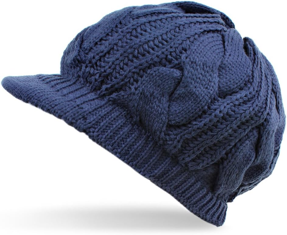 Distressed Women's Knitted Baker Boy Slouch Hat